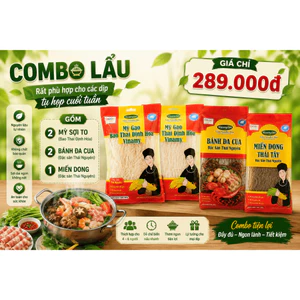 Combo Lẩu 5 Gói Mộc Nhiên - 2 Mỳ Gạo Sợi To + 2 Bánh Đa Cua + 1 Miến Dong | Đặc Sản Thái Nguyên