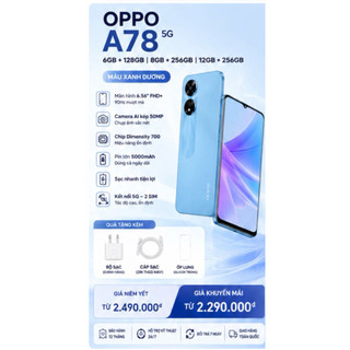 Điện Thoại OPPO A78 5G Fullbox 6GB/128GB 8GB/256GB 12GB/256GB | Camera 50MP | Pin 5000mAh | Màn 90Hz | Bảo Hành 12 Tháng