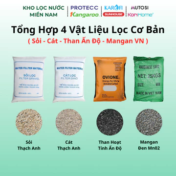 Vật Liệu Lọc Nước Dùng Cho Lọc Tổng Sinh Hoạt, Lọc Thô Đầu Nguồn - Sỏi, Cát, Than Hoạt Tính, Mangan