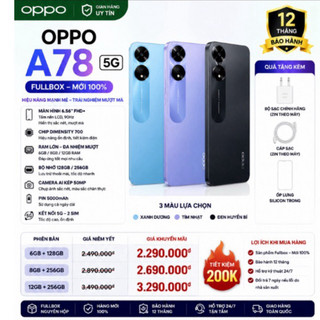 Điện Thoại OPPO A78 5G Fullbox 6GB/128GB 8GB/256GB 12GB/256GB | Camera 50MP | Pin 5000mAh | Màn 90Hz | Bảo Hành 12 Tháng