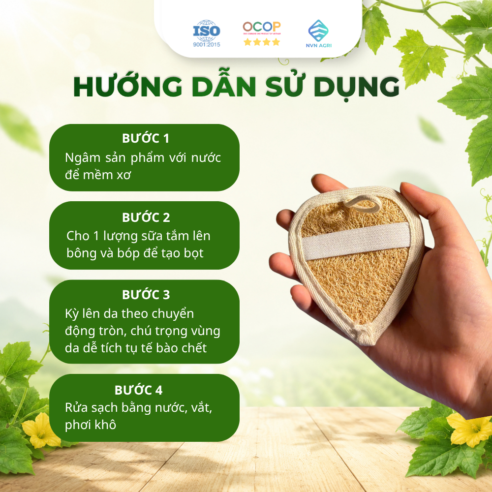 Bông Tắm Xơ Mướp Trái Tim 2 Mặt Xơ 100% Tự Nhiên Làm Sạch Da Bông Tẩy Tế Bào Chết Mát Xa Thân Thiện Môi Trường