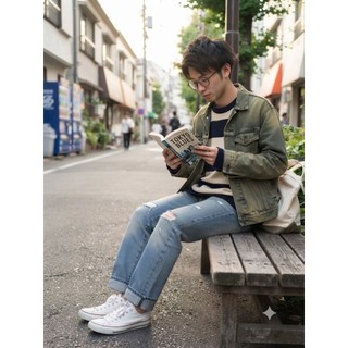 [loại lai lai biên dày đẹp] quần jean nam selvedge denim rêu đá rách