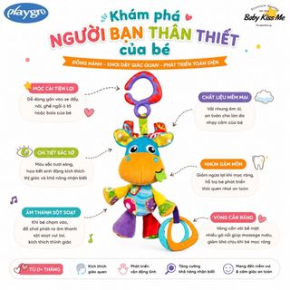 Đồ Chơi Treo Xe Đẩy Cũi Có Gặm Nướu Cho Bé Playgro Jerry Giraffe Munchimal