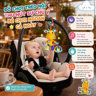 Đồ Chơi Treo Xe Đẩy Cũi Có Gặm Nướu Cho Bé Playgro Jerry Giraffe Munchimal