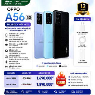 Điện Thoại OPPO A56 5G Fullbox 6GB/128GB 8GB/256GB | Màn 90Hz | Pin 5000mAh | Dimensity 700 | Bảo Hành 12 Tháng