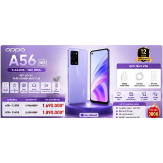Điện Thoại OPPO A56 5G Fullbox 6GB/128GB 8GB/256GB | Màn 90Hz | Pin 5000mAh | Dimensity 700 | Bảo Hành 12 Tháng