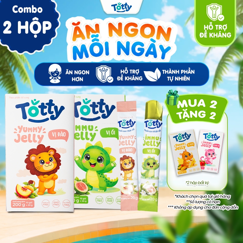 [Thực Phẩm Bổ Sung] Combo 2 Hộp Thạch Trái Cây Dinh Dưỡng Cho Bé Totty Jelly - Hỗ Trợ Bé Ăn Ngon, Tăng Đề Kháng