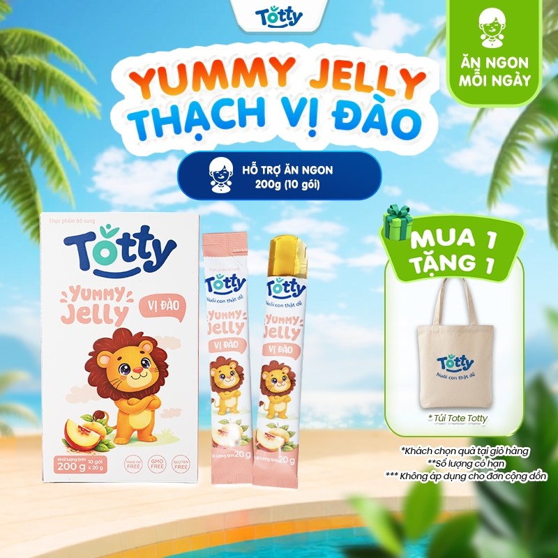 [Thực Phẩm Bổ Sung] Thạch Trái Cây Cho Bé Totty Jelly Vị Đào, Bổ Sung L-Lysine, Kẽm, Vitamin C Dạng Thạch Mềm Dễ Ăn