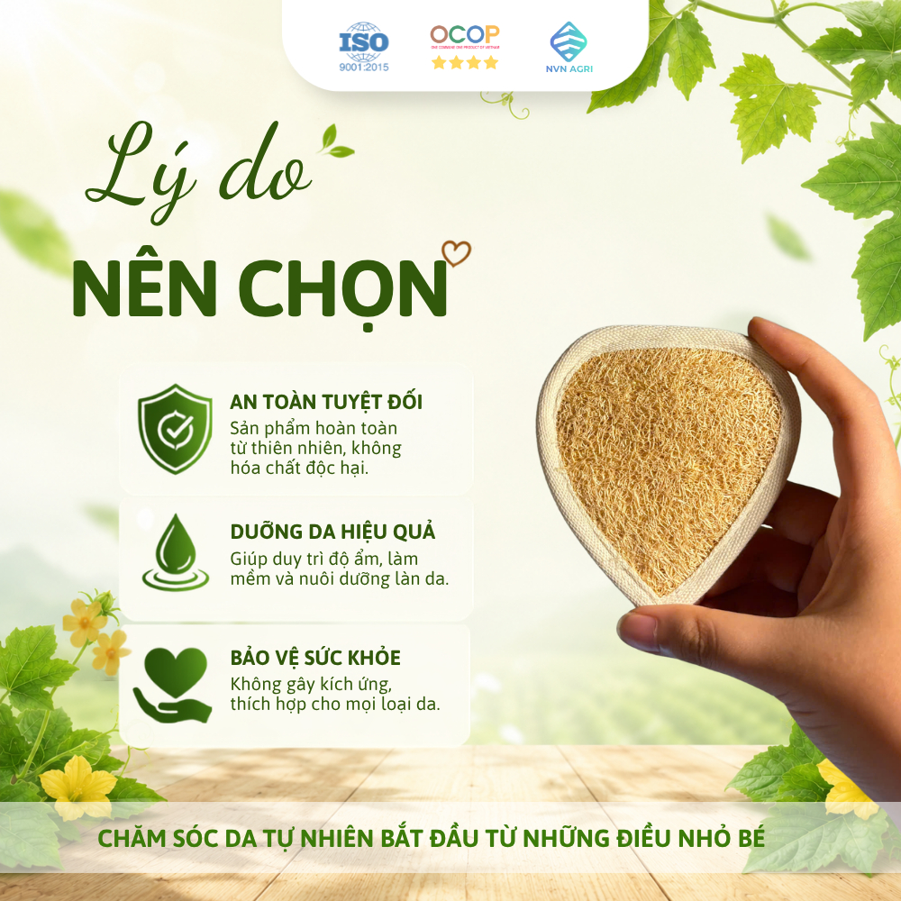 Bông Tắm Xơ Mướp Trái Tim 2 Mặt Xơ 100% Tự Nhiên Làm Sạch Da Bông Tẩy Tế Bào Chết Mát Xa Thân Thiện Môi Trường