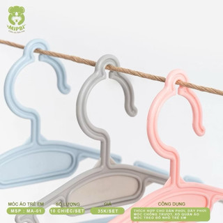 Set 10 móc treo áo quần trẻ em Hokori cho bé