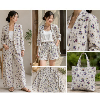 Vải Linen Bố Bột In Hoa Nhí Dày Dặn Mềm Rũ Chưa Wash Khổ 1m45 Đã Wash Khổ 1m40