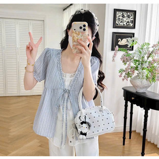 ÁO BẦU CỘC TAY XANH KẺ GIẢ YẾM PHA TRẮNG