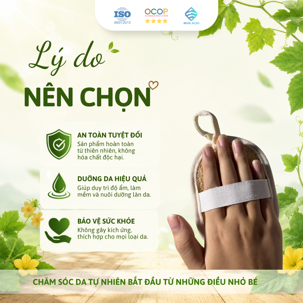 Bông Tắm Xơ Mướp Oval 100% Tự Nhiên Làm Sạch Da Bông Tẩy Tế Bào Chết Mát Xa Thân Thiện Môi Trường