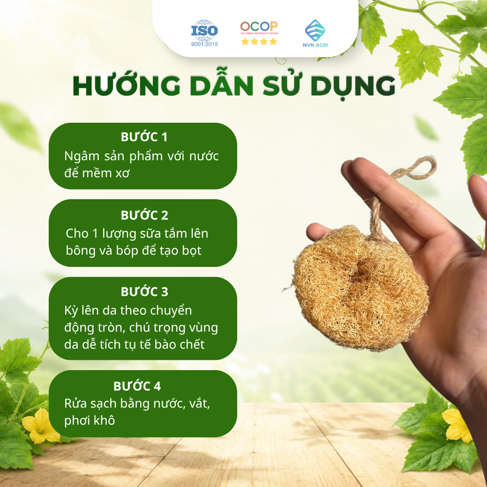 Bông Tắm Xơ Mướp Nguyên Trái 100% Tự Nhiên Tẩy Tế Bào Chết Massage Cơ Thể Làm Sạch Da