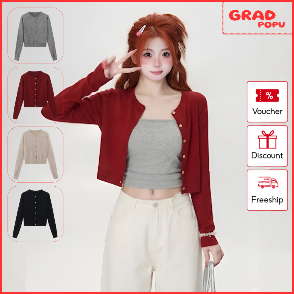 Áo cardigan nữ mỏng GRADPOPU PAK28 nhiều màu basic dễ phối đồ, áo khoác ngoài phong cách mát mẻ xuân thu