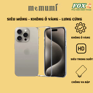Ốp trong suốt siêu mỏng Memumi chống ố vàng IPhone 17Promax 17Air 11 12 13 14 15 16Promax Pro Plus