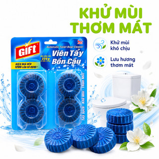 Viên Tẩy Bồn Cầu Gift Vỉ 4 Viên Làm Sạch Két Nước Khử Mùi GD34 - Viên Thả Bồn Cầu Gift Màu Xanh