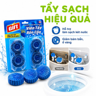 Viên Tẩy Bồn Cầu Gift Vỉ 4 Viên Làm Sạch Két Nước Khử Mùi GD34 - Viên Thả Bồn Cầu Gift Màu Xanh