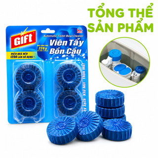Viên Tẩy Bồn Cầu Gift Vỉ 4 Viên Làm Sạch Két Nước Khử Mùi GD34 - Viên Thả Bồn Cầu Gift Màu Xanh