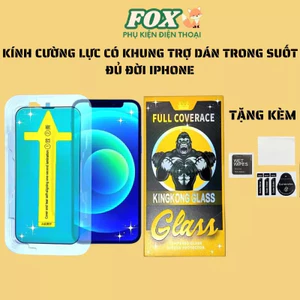 Kính cường lực có khung trợ dán trong suốt KK cho IPhone 11 12 13 14 15 16Promax pro plus x xr xsm