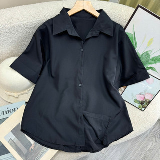 Áo Sơ Mi Nữ Bigsize Tay Ngắn Kiểu Xẻ Tà Lưng Phối Cúc Dễ Thương Mặc Đi Chơi Đi Học - AT10