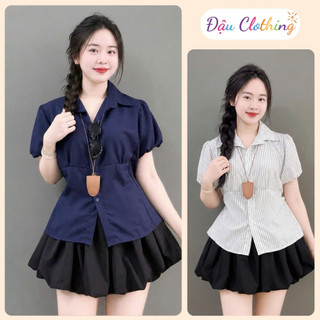 Áo Sơ Mi Nữ Bigsize Áo Kẻ Sọc Vải Linen Dáng Croptop Form Rộng  Cá Tính Màu Vintage Cho Chubby A288