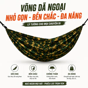 Võng Rằn Ri Dù Bền Nhẹ – Võng Dã Ngoại Đi Phượt Gấp Gọn, Võng Ngủ Trưa Tiện Lợi