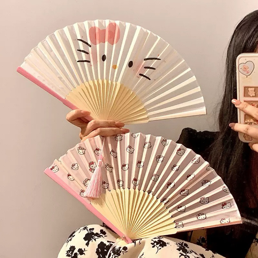 Quạt Xếp Hello Kitty Cầm Tay