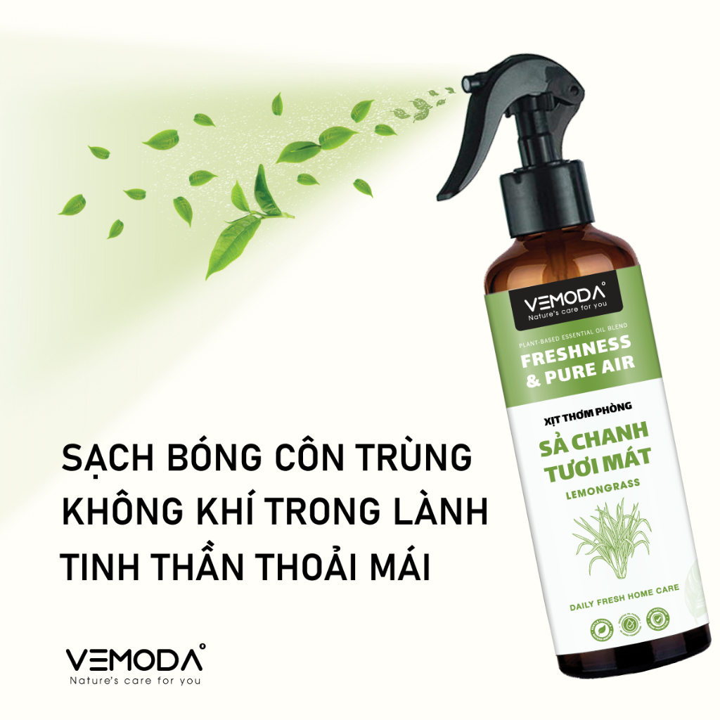 Xịt phòng tinh dầu Sả Chanh, Bạc Hà, Quế VEMODA giúp thơm phòng, xua đuổi muỗi côn trùng, khử mùi | BigBuy360 - bigbuy360.vn