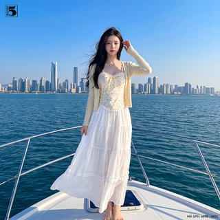 Set áo 2 dây hoa nhí kèm áo khoác ngoài, set áo thắt nơ ngực tiểu thư, trẻ trung Twentyfive Fashion 6893 - 6871