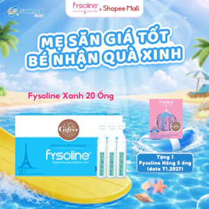 Nước muối ưu trương Fysoline hộp 20 ống 5ml dạng nhỏ hỗ trợ giảm nghẹt mũi cho bé