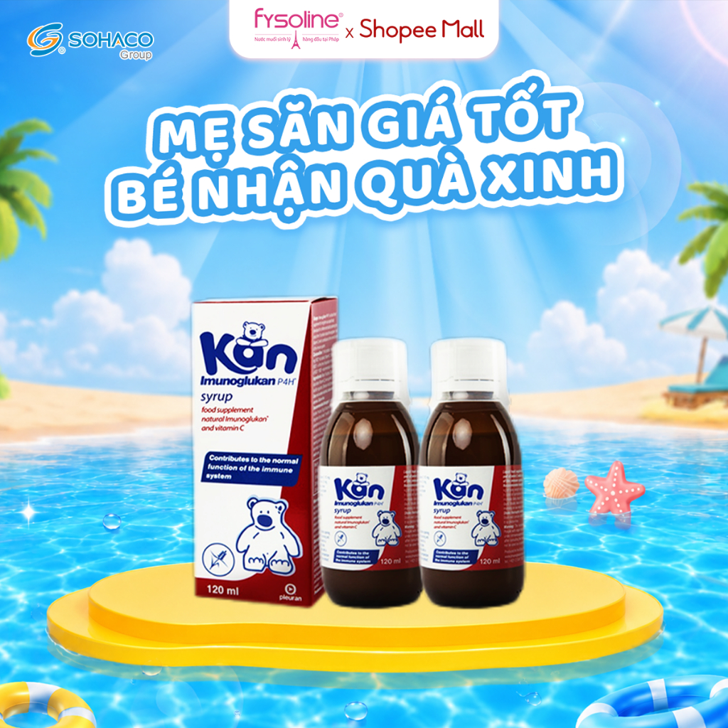 Combo 2 Siro Kan ImunoGlukan hỗ trợ miễn dịch nâng cao sức đề kháng tăng cường thể lực cho bé - chai 120ml