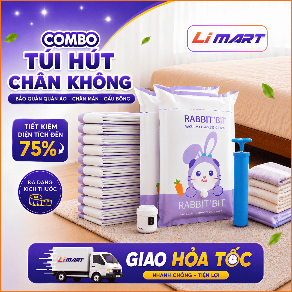 (HOẢ TỐC HN) ComBo Túi Hút Chân Không SIÊU DÀY, Bền bỉ & Chống rò rỉ khí, Bảo quản quần áo tốt.