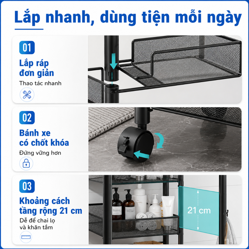Xe đẩy Spa Lưới sắt 100% Kệ xe đẩy 3/4/5Tầng Kệ SPA Giá tốt chất lượng cao