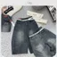 Quần Bò Ngố Ống Rộng Dáng Lửng Unisex Phong Cách Đường Phố TTL - 303 Quần Short Jean Wash Màu Cá Tính Kèm Belt