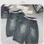 Quần Bò Ngố Ống Rộng Dáng Lửng Unisex Phong Cách Đường Phố TTL - 303 Quần Short Jean Wash Màu Cá Tính Kèm Belt