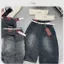 Quần Bò Ngố Ống Rộng Dáng Lửng Unisex Phong Cách Đường Phố TTL - 303 Quần Short Jean Wash Màu Cá Tính Kèm Belt