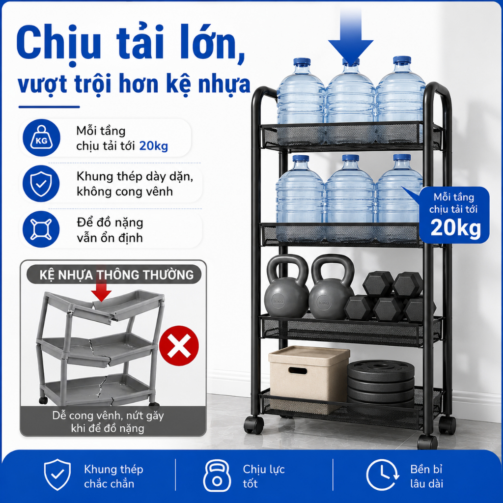 Xe đẩy Spa Lưới sắt 100% Kệ xe đẩy 3/4/5Tầng Kệ SPA Giá tốt chất lượng cao