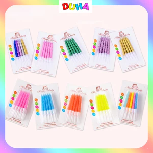 Vỉ 10 NẾN NGẮN sắc màu trang trí bánh Sinh nhật, nến sinh nhật ..phụ kiện bánh DUHA 043