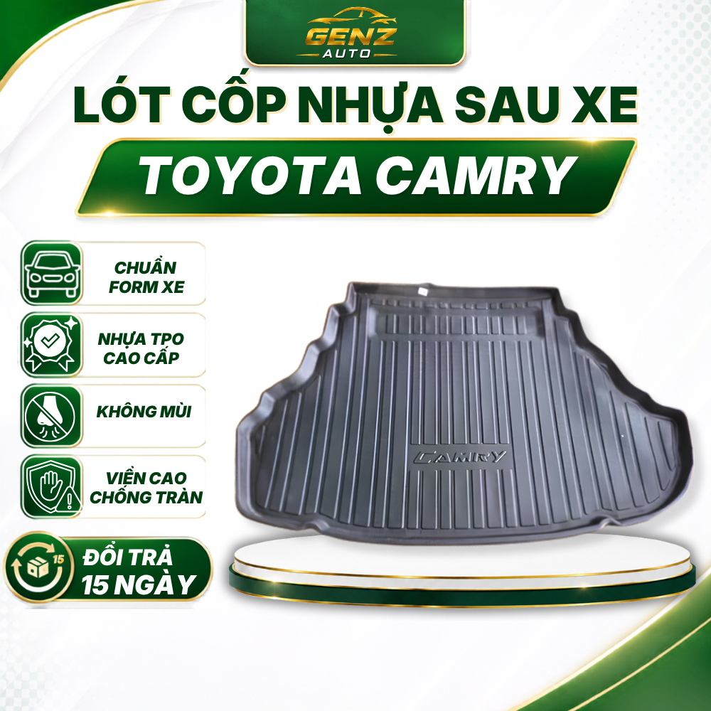 Lót cốp TOYOTA CAMRY 2006 - NAY - Nhựa dẻo TPO Không mùi, Chuẩn khít form xe, Chống thấm nước, dễ vệ sinh
