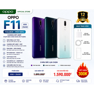 Điện Thoại OPPO F11 8GB/256GB Fullbox Bản Sách Tay  | Camera 48MP | Pin 4020mAh |  | Màn 6.53 Inch FHD+ | BH 12tháng
