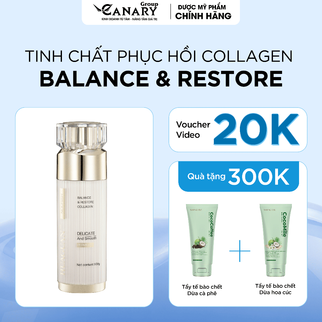 Tinh Chất Phục Hồi Collagen, ngăn ngừa và làm mờ vết nhăn 100g - Huaguan Balance & Restore Collagen
