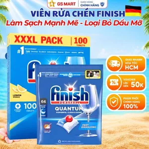 Viên Rửa Chén Bát Hương Chanh Finish Powerball Power Essential Lemon Hộp 100 Viên Nhập Khẩu Đức