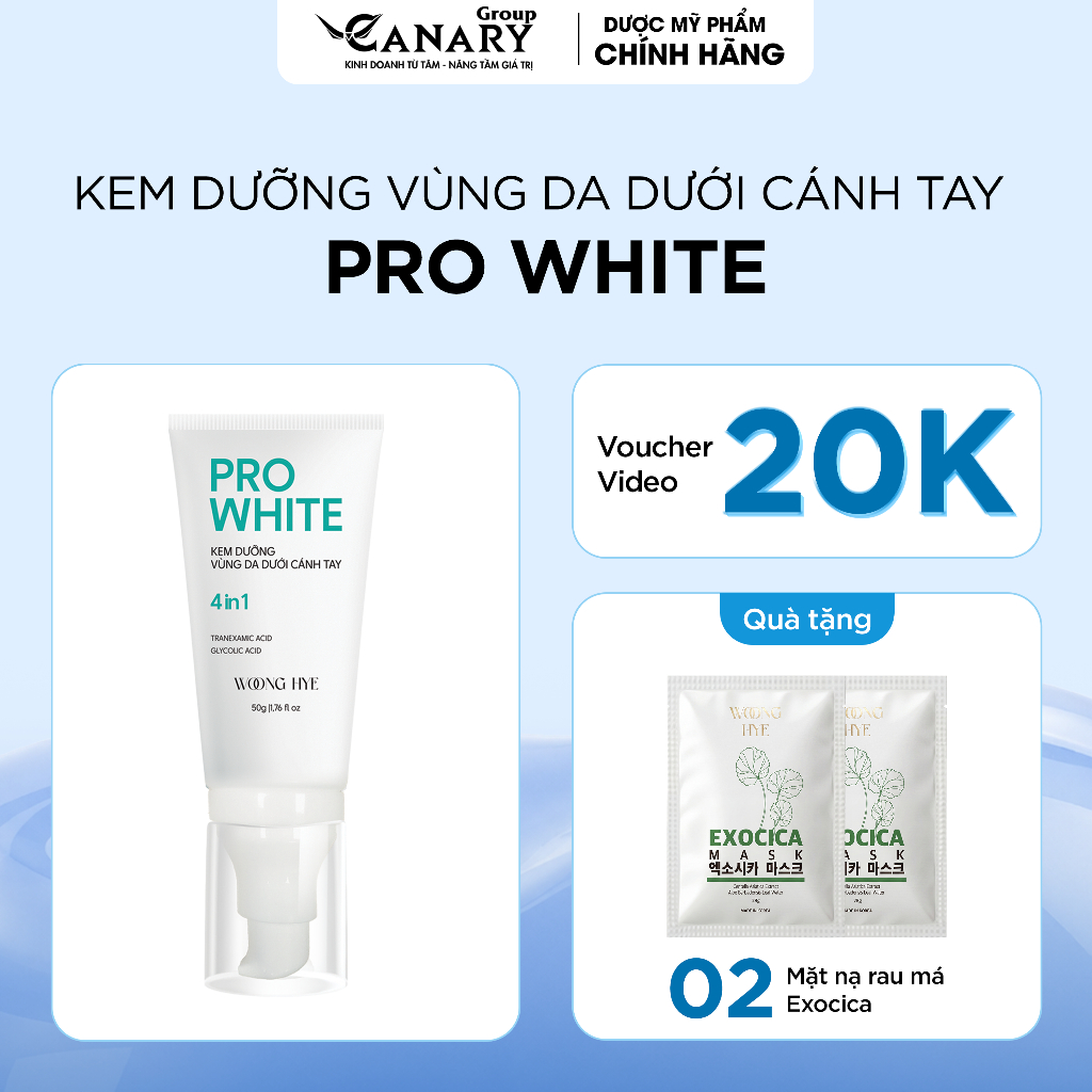 Kem dưỡng trắng, giảm thâm nách Woong Hye 4 IN 1, khử mùi và kiểm soát mồ hôi 50g - PRO WHITE