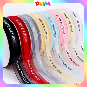 COMBO 5 CUỘN Ruy băng voan bản 2.5cm in chữ "Happy Birthday" cao cấp DUHA 064