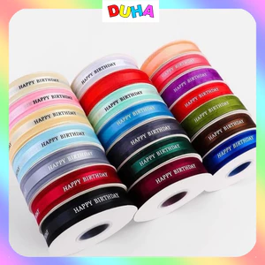Ruy Băng Lụa & Voan In Chữ “HAPPY BIRTHDAY” – Bản 2.5cm, Chạy Viền Sang Trọng DUHA 064
