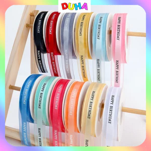 Combo 10 Cuộn Ruy băng ( duy băng) VOAN LỤA in chữ HAPPY BIRTHDAY bản 2,5cm dài 45Y...... DUHA 064
