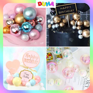 Bộ 3 Bi xốp trang trí bánh kem, Bộ 3 viên bi nhựa kích thước 3x4x5cm trang trí bánh sinh nhật DUHA 068