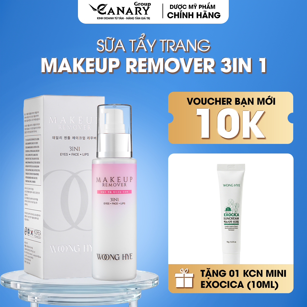 Sữa Tẩy Trang 3 trong 1 WoongHye, dưỡng ẩm và phục hồi da 100ml - Makeup Remover 3in1