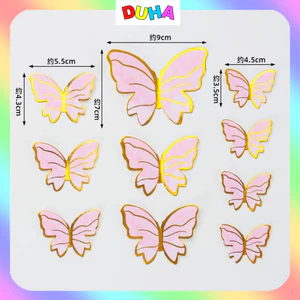 10 SET BƯỚM GIẤY Trang Trí Bánh Sinh Nhật (que sắt), Vỉ Bướm Trang Trí decor DUHA 069